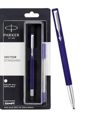 PARKER VECTOR STANDARD CHROME TRIM ROLLER BALL PEN