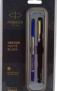 PARKER VECTOR MATTE BLACK GOLD TRIM ROLLER BALL PEN