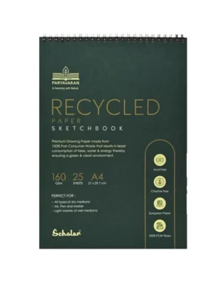 SCHOLAR RCY4 A4 RECYCLED PAPER SKETCH BOOK 160GSM 25SHEET