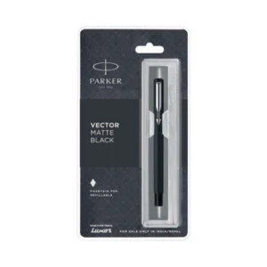 PARKER VECTOR MATTE BLACK CHROME TRIM FOUNTAIN PEN