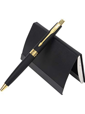 PARKER ASTER LAQUE BLACK GOLD TRIM BALL PEN+CREDIT CARD HOLDER