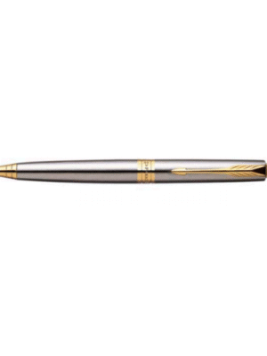 PARKER ASTER SHINY CHROME GOLD TRIM BALL PEN+CREDIT CARD HOLDER