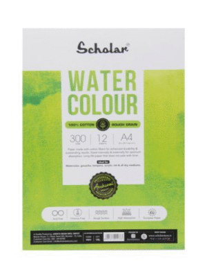 SCHOLAR PRP4 A4 WATER COLOUR PAD ROUGH GRAIN 300GSM 12SHEET