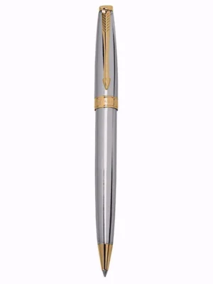 PARKER FUSION SHINY CHROME GOLD TRIM BALL PEN