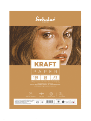 SCHOLAR KLS3 A3 KRAFT PAPER LOOSE DRAWING SHEET 170GSM 20SHEET