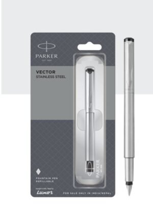 PARKER VECTOR STAINLESS STEEL CHROME TRIM FOUNTAIN PEN