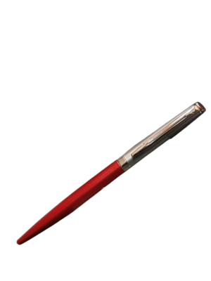 WATERMAN HEMISPHERE STAINLESS STEEL MATT RED CHROME TRIM BALL PEN