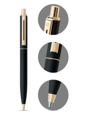 SHEAFFER 334 BRUSHED MATT BLACK&CHROME GOLD TRIM BALL PEN