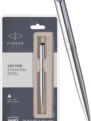PARKER VECTOR STAINLESS STEEL CHROME TRIM BALL PEN