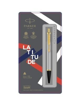 PARKER LATITUDE SHINY CHROME GOLD TRIM BALL PEN