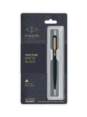 PARKER VECTOR MATTE BLACK GOLD TRIM BALL PEN