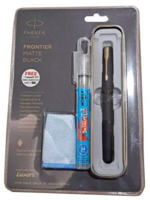 PARKER FRONTIER MATTE BLACK GOLD TRIM ROLLER BALL PEN+LUXOR MOBILE DISINFECTIANT