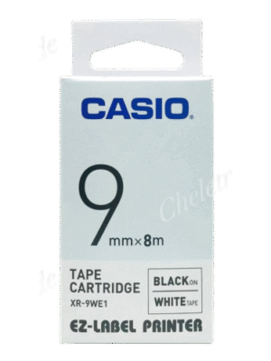 CASIO XR-PGN1 TAPE CARTRIDGE 9MMX8M BLACK ON WHITE TAPE