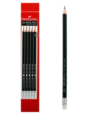FABER CASTEL BLACK MATT ERASER TIP PENCIL PACK OF 10PCS