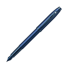 SHEAFFER 9371 100 SATIN BLUE WITH PVD BLUE TRIM FOUNTAIN PEN