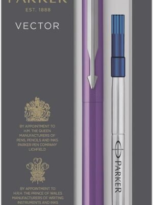 PARKER VECTOR STANDARD COLOR BLOCK CHROME TRIM ROLLER BALL PEN