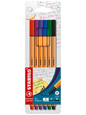 STABILO 8806 POINT FINELINER PEN 6PCS SET