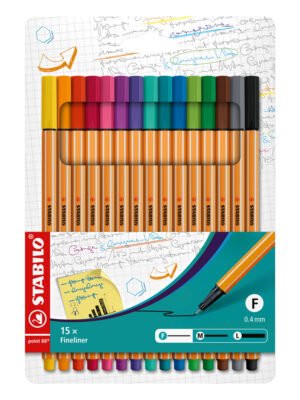 STABILO 8815 POINT FINELINER PEN 15PCS SET