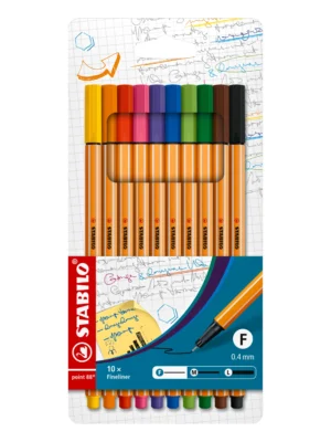 STABILO 8810 POINT FINELINER PEN 10PCS SET