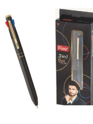 FLAIR GOLD 3IN1 BALL PEN BLACK,BLUE,RED INK COLOR