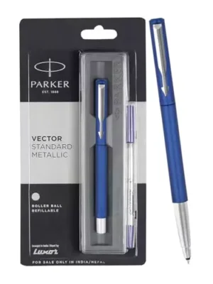 PARKER VECTOR STANDARD METALLIC CHROME TRIM ROLLER BALL PEN